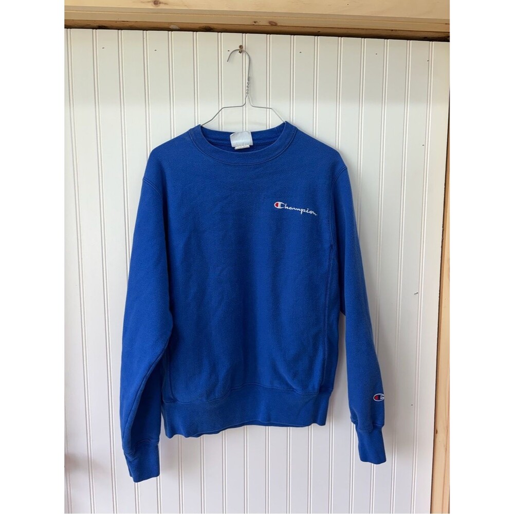 Champion reverse weave Men's Bright Blue embroidered logo Crewneck Sweatshirt